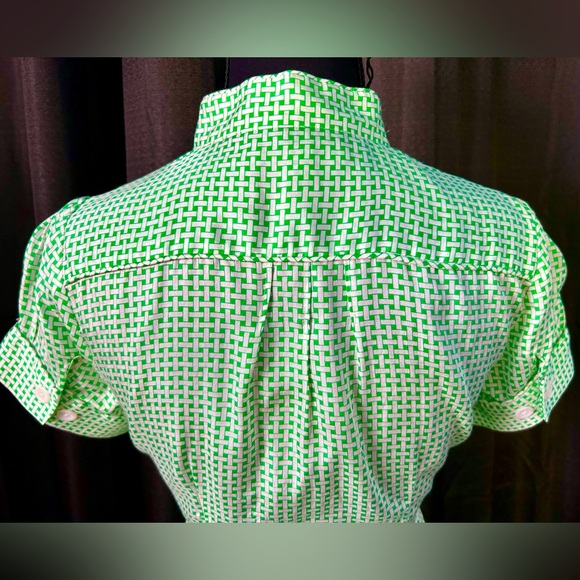 SALE: Vintage Y2K Banana Republic Green, White Gingham Blouse, Size XS - Picture 5 of 7